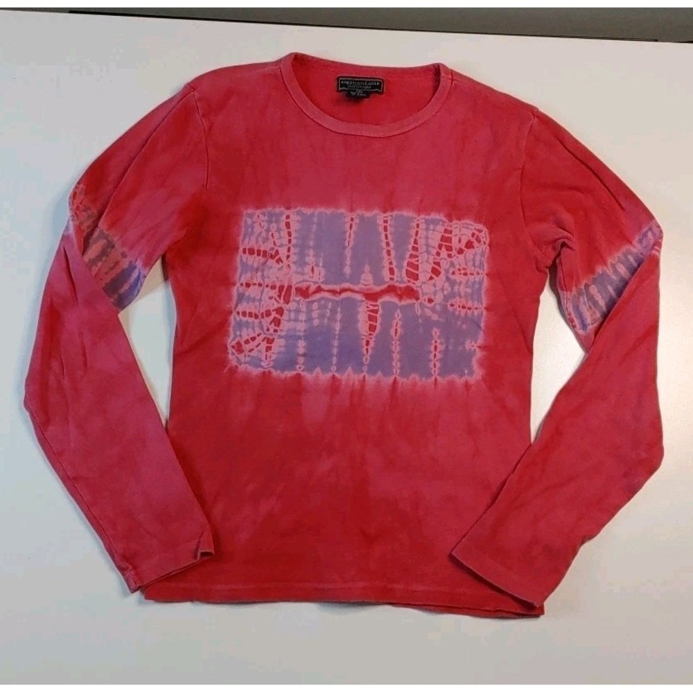 Y2K Women American Eagle Soft Pink Tie Dye Fairy Grunge Skater Pullover Cozy S
